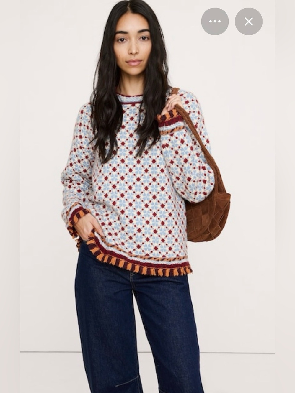 NWT Banana Republic Merino Cotton Jacquard Sweater Sz XS (#972310)